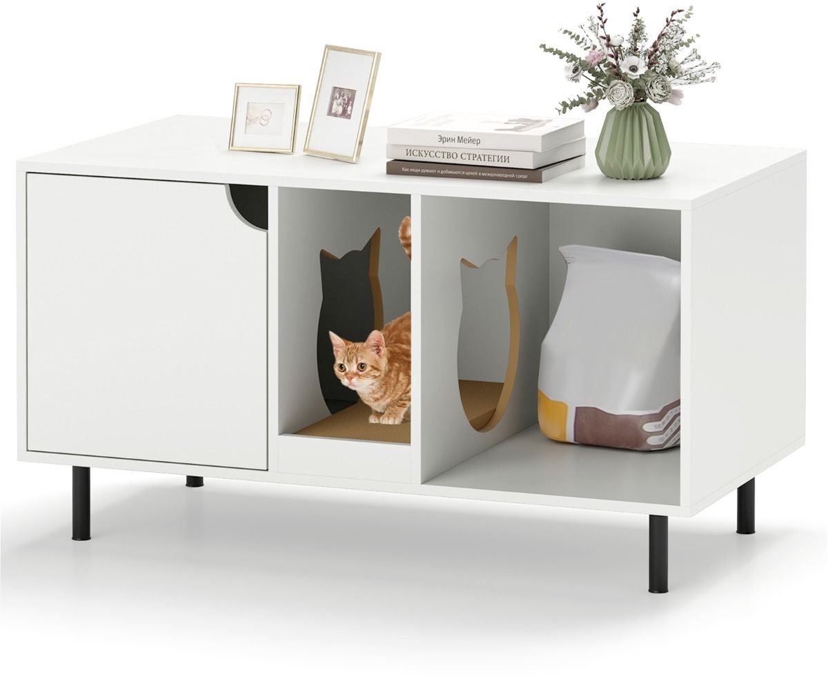 Kattenhuis - Voor buiten - Hok - Kooi - Bench - Ren - 1 verdieping - duurzaam - Wit