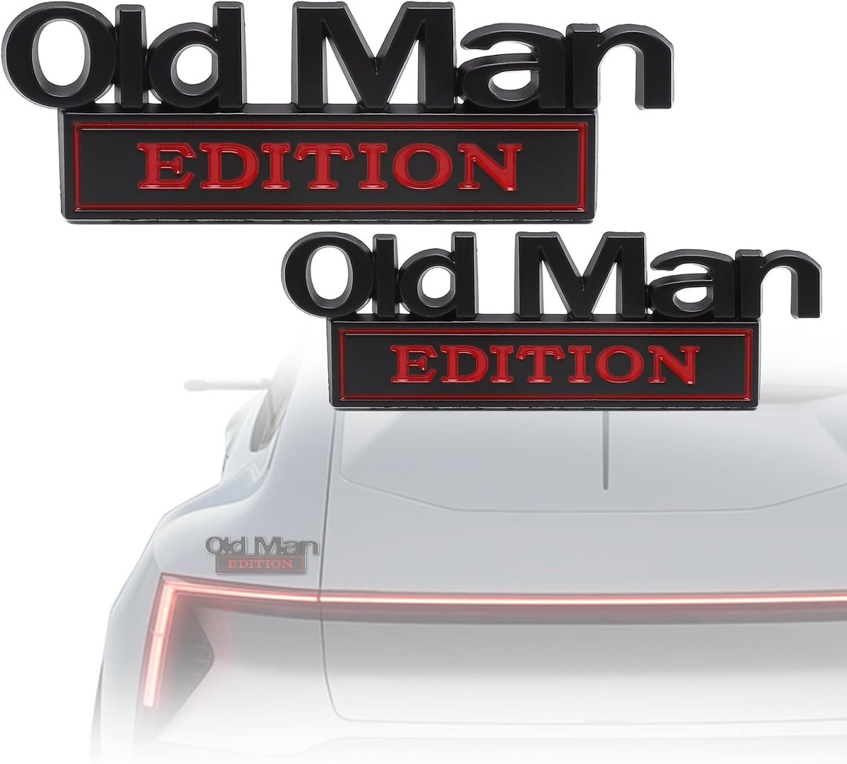 Auto sticker 3D Oude Man - Metaal logo - Gepensioneerd zilver - Uniek ontwerp - ShopVlot
