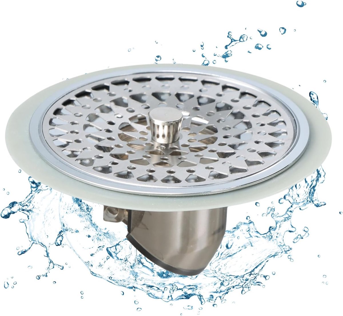 SnelShoppen - Douchefilter met Haarstop, Vloergoot met Haarfilter, Doucheafvoer van RVS en Silicoon, Haarvanger voor Douche, Universele Maat 32-77mm