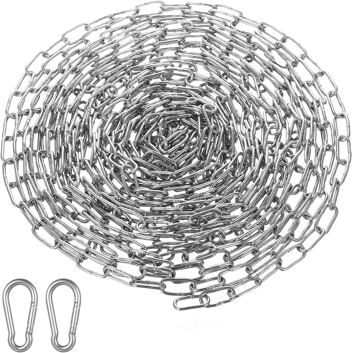 SnelShoppen - Rvs Ketting, Verkocht per Meter, 1.5 mm x 6 m, Karabijnhaak Ketting, Roestvrijstalen Kettingen met Karabijnhaak, Stalen Ketting voor Oph