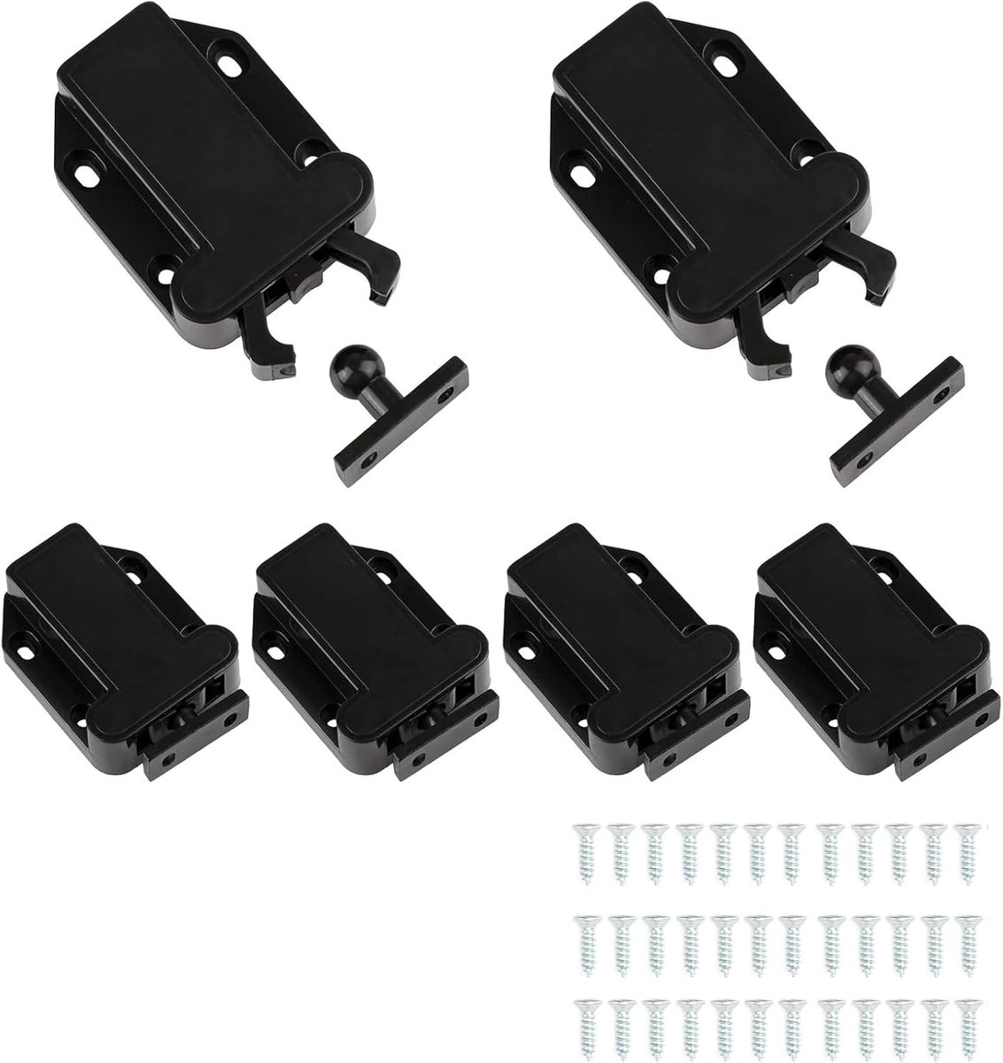 SnelShoppen - 6 Stuks Push Snapper Deursluiter met Schroeven, Drukontgrendeling voor Keuken, Lades, Kasten, Duurzaam ABS, Auto Pop Up Functie