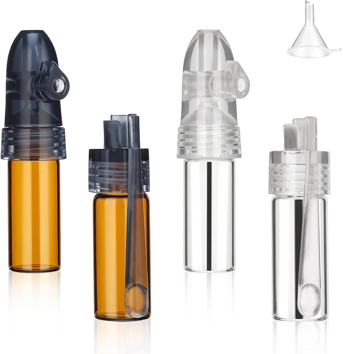 Doser 4 stuks - glazen kruidenpoeder dispenser - bruin en wit - ideaal voor camping en reizen - SnelShoppen