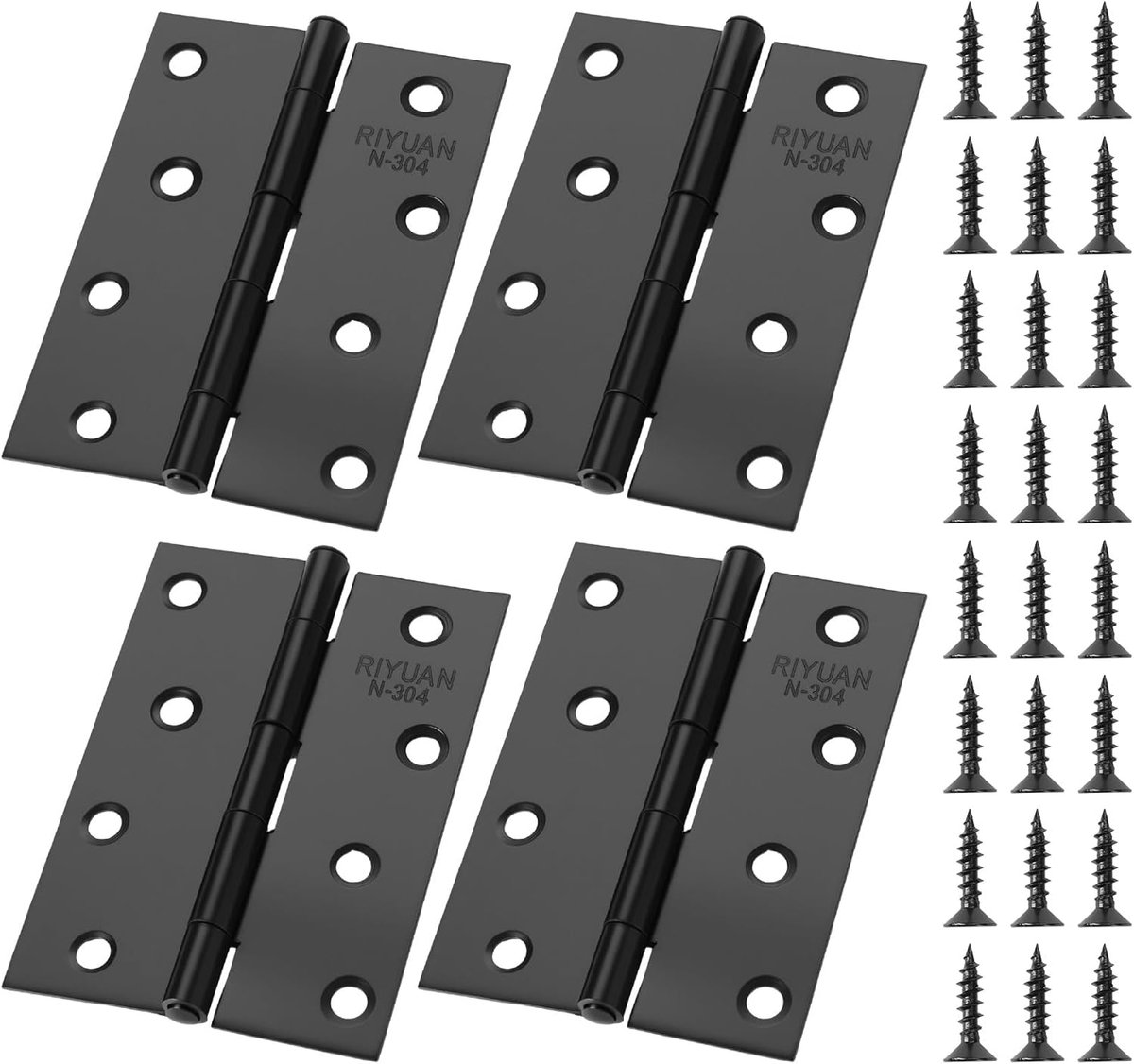 SnelShoppen - Scharnieren 270° Zwart Roestvrij Staal 100 x 70 mm Set van 4 - Zware Deurscharnieren met 48 Schroeven voor Binnen en Buiten Gebruik