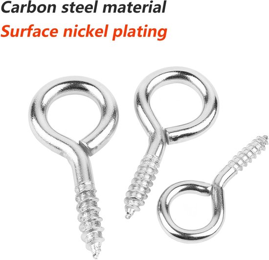 20pcs Screw Hooks 27mm Metal Eye Screw Self Tapping Ring Hooks Carbon Steel Eye Hooks for Wood Craft Furniture - ShopVlot — afbeelding 4
