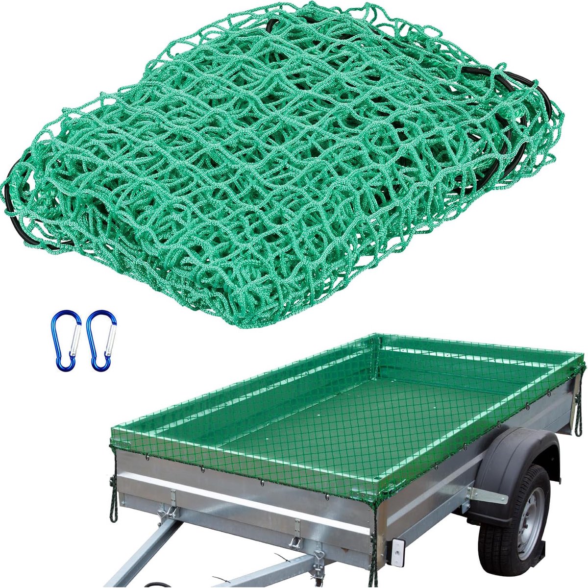 3mx4m Autobagagenet - Universeel Aanhangernet - Anti-Valgaasafdekking Voor Aanhanger/Pick-Up - Bagagenet Voor Aanhanger