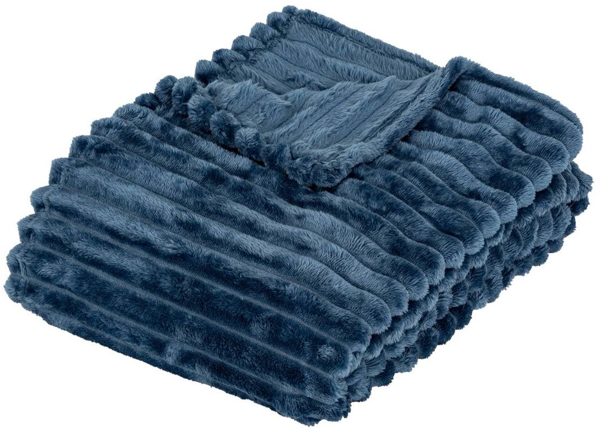 Plaid “Matías” flanel blauw 170 × 130 cm - zachte polyester plaid met OEKO‑TEX®