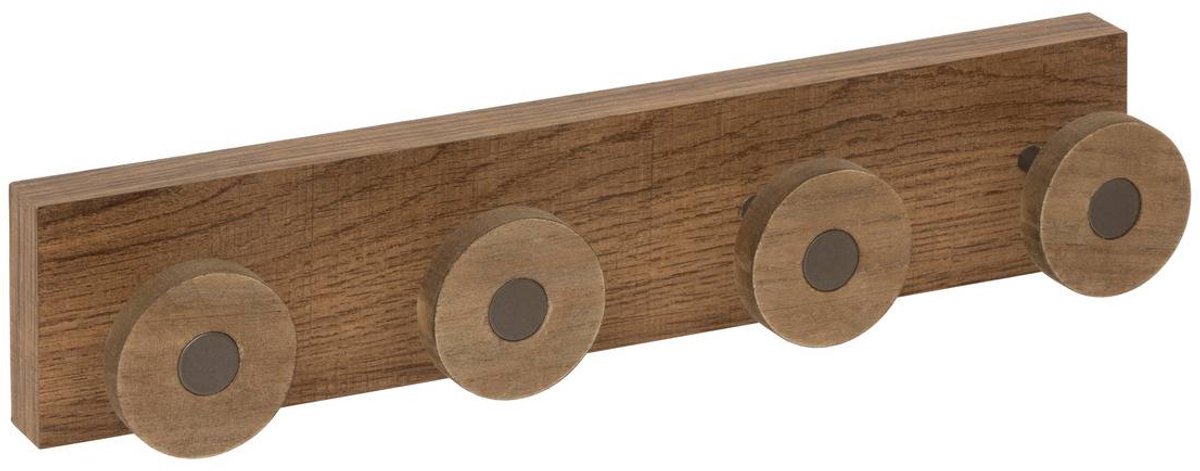 Wandkapstok met 4 haken van hout in industrieel design COME