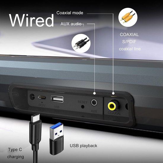 Soundbar - Luidspreker - Thuisbioscoop - RGB sfeerlicht - Tweekanaals stereo - Zwart — afbeelding 4