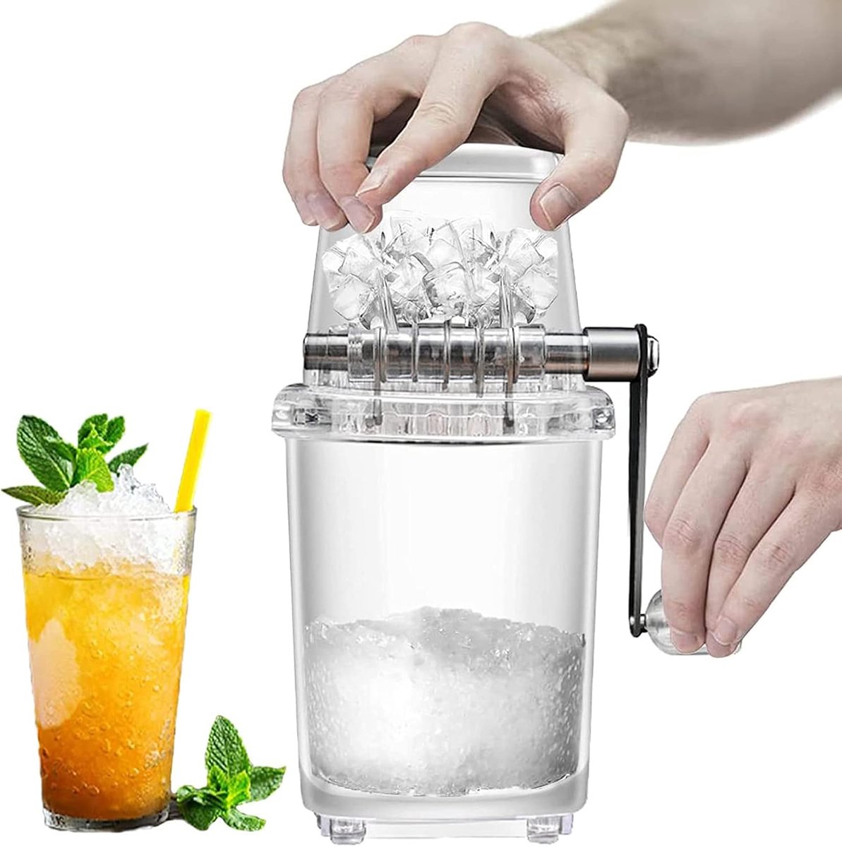 Handmatige IJscrushers - Ice Crusher - ijshouder - Slushy Maker - RVS messen - Ijsvergruizer - Ijsblokjesmachine - Crushed ice machine - IJsvergruizer - Zomer - Voor verkoeling in de keuken en thuis tijdens de zomer - Transparant