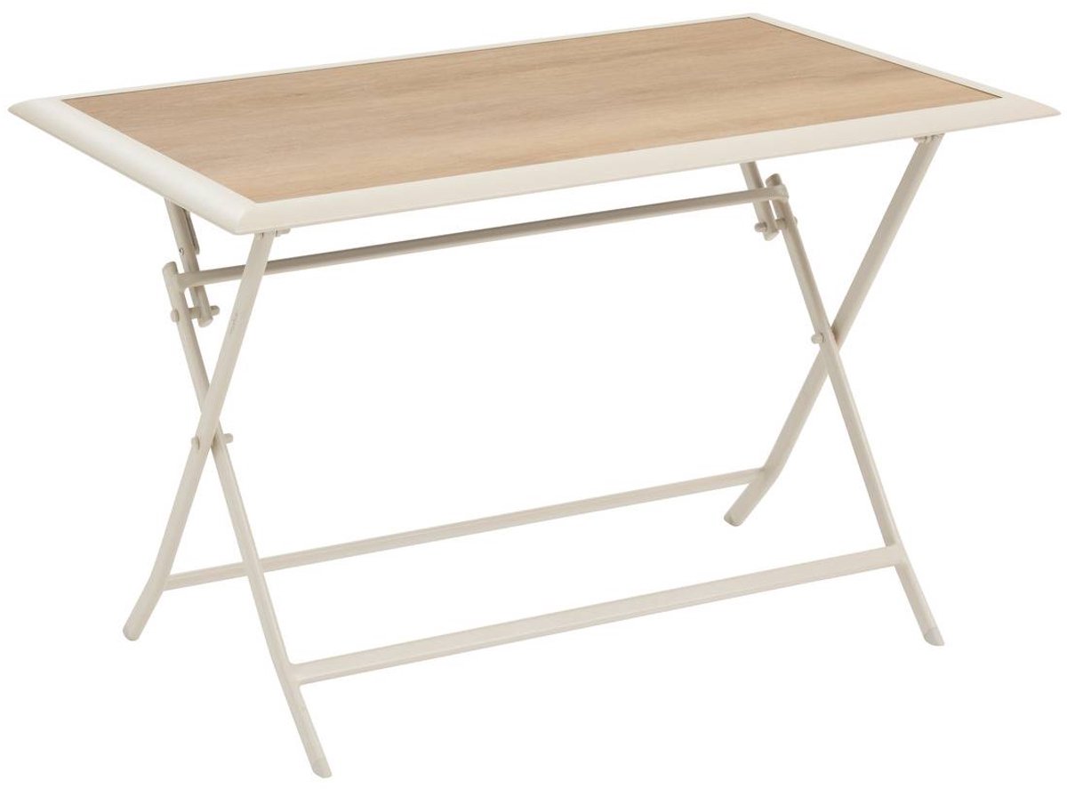 Opvouwbare tuintafel voor 4 personen van aluminium en glas met houtlook AZUA