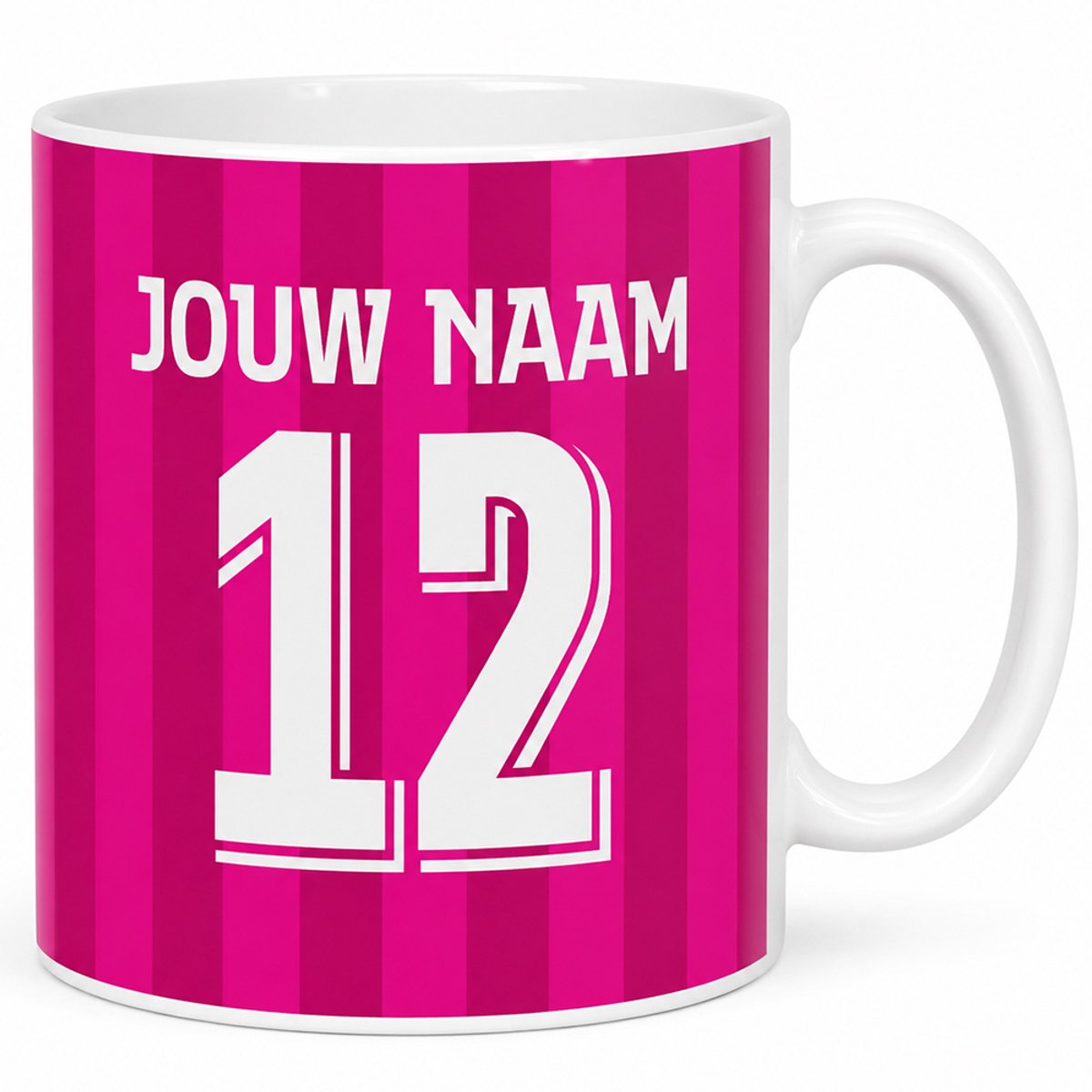 Voetbalmok Power Collection – Kleur Roze – Gepersonaliseerde Mok met Naam en Rugnummer – Voetbal Mok – 325 ml