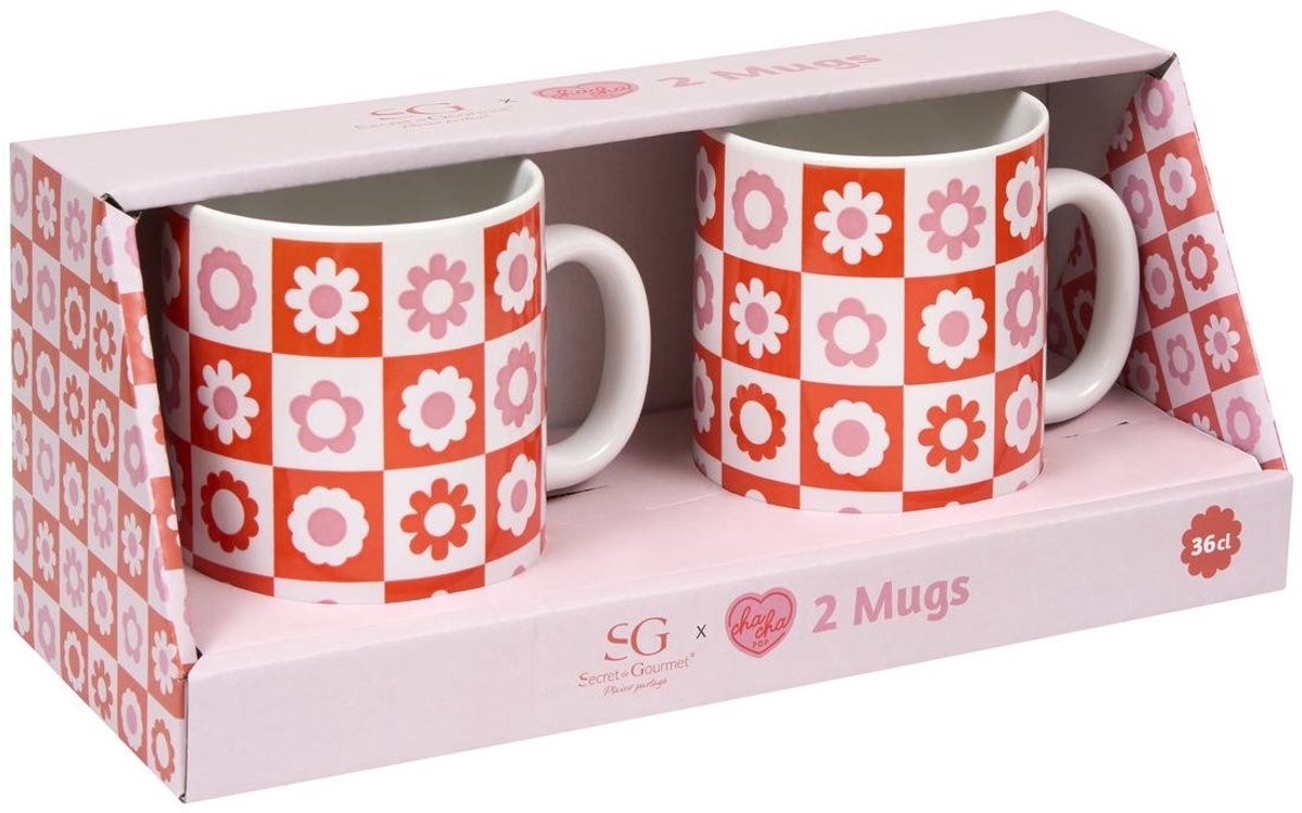 Set van 2 mokken met bloemenmotief CHA CHA POP
