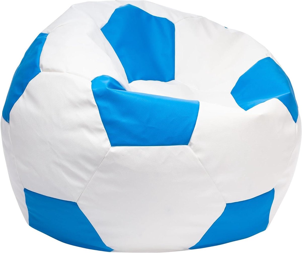 Voetbal Zitzak XL - Poef Bal - Ontspannen Zitten - Voetbal Vorm - 105x80cm - Lichtblauw