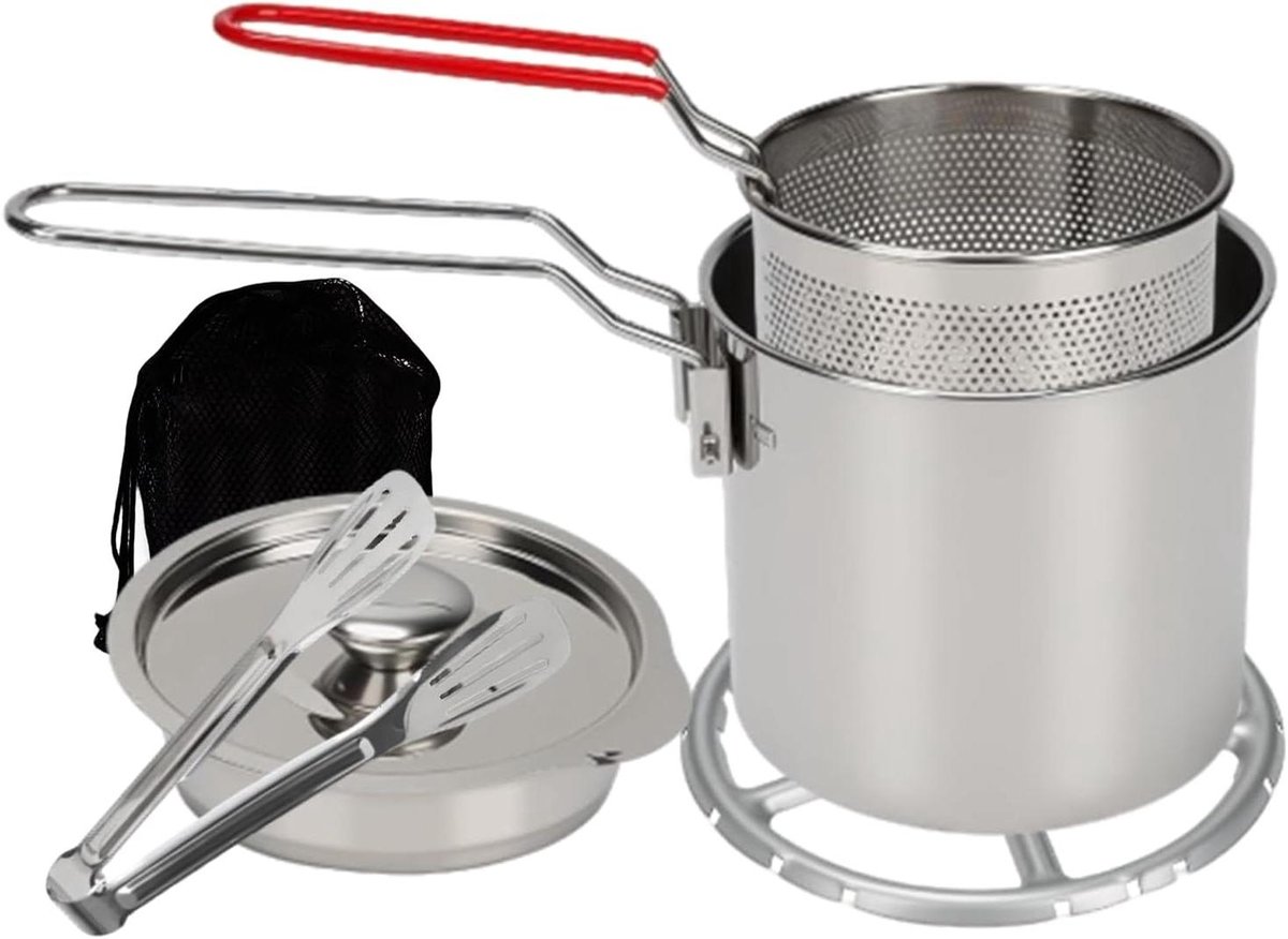 Mini Friteuse - Kleine Frituurpan - Snelle Snacks Bereiden - Roestvrij Staal - 1.2 Liter - Zilver