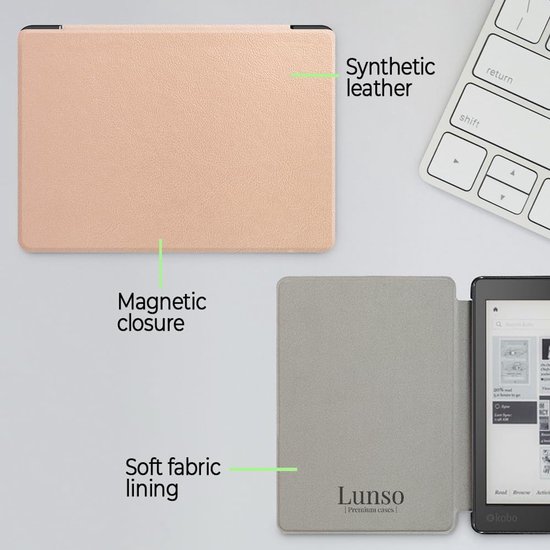 Kobo Aura H2O hoes - E-reader cover Sleepcover - E-reader beschermen - Automatische slaapfunctie - 6.8 inch - Goud — afbeelding 5