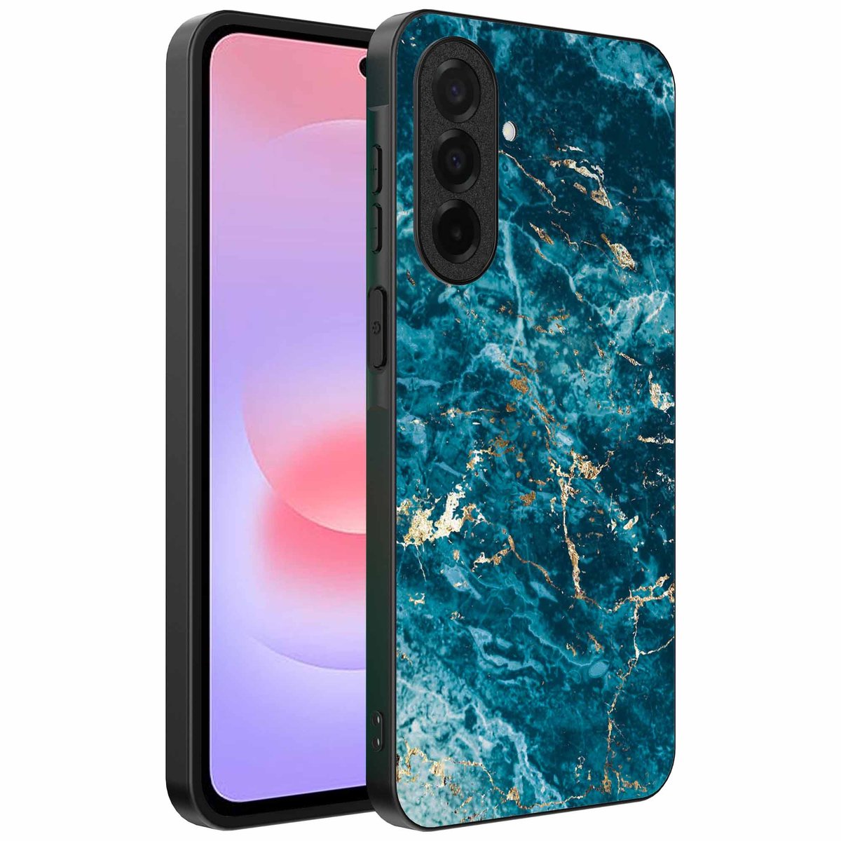 Geschikt voor Samsung Galaxy A37 Telefoonhoesje met marmer opdruk - TPU backcover case blue marble design - Blauw - Smartphonica geschikt voor Samsung Galaxy A37