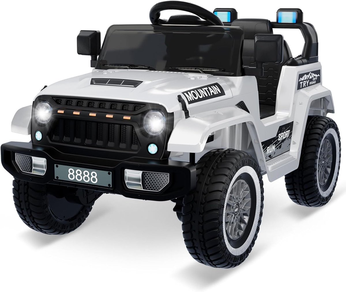 Triumpunpre - Elektrische kinderoauto 12V - 2,4G afstandsbediening - muziekspeler 4-wielvering LED verlichting - vanaf 3 jaar, Wit