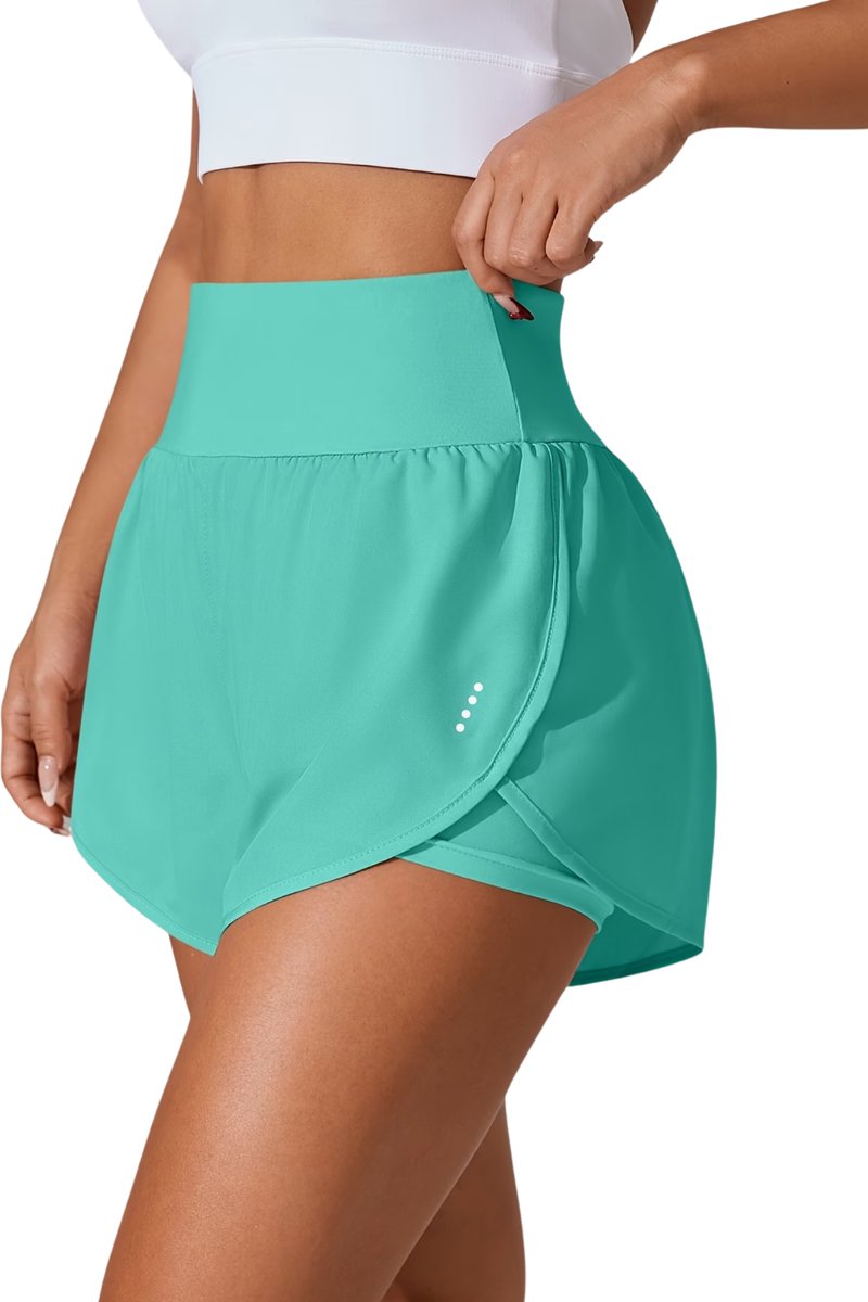 Currero Biker Short Dames Gymshort Korte Legging Lange Onderbroek Bikershort Met Pijpjes Oceaan Groen