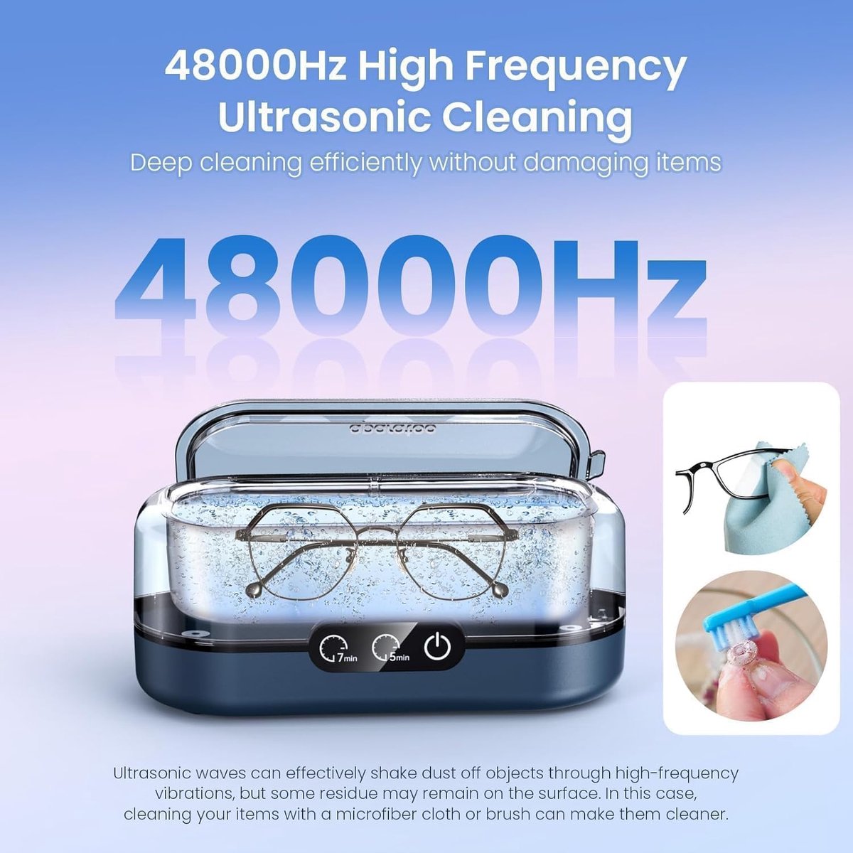 SnelShoppen - Ultrasoon reinigingsapparaat 48000 Hz - 350 ml brillenreiniger voor sieraden, horloges en ringen - 2 modi - Blauw