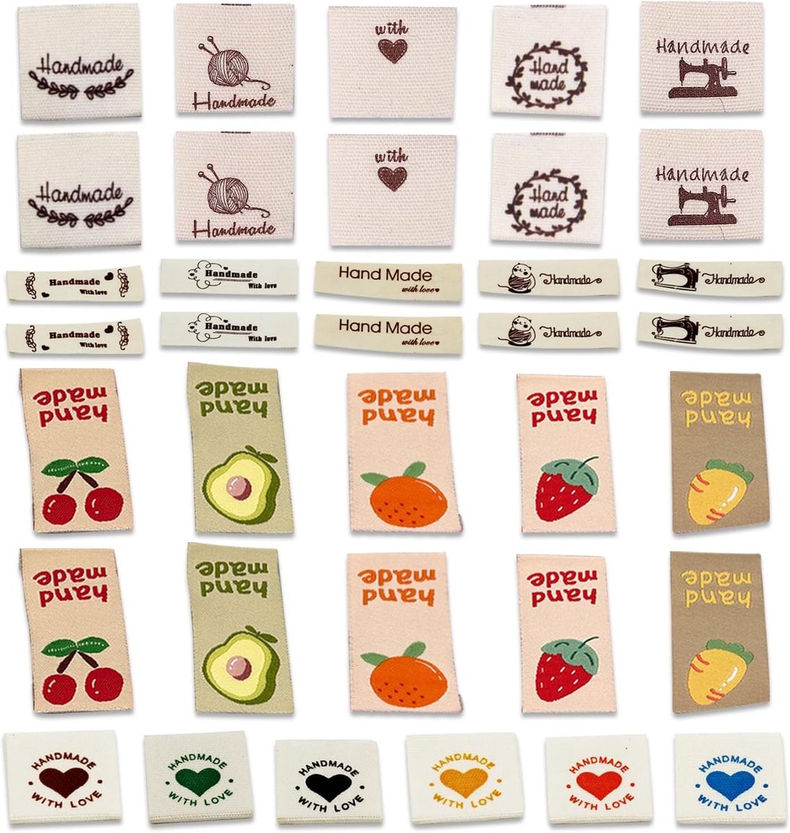 36 Woven Labels for Sewing in "Handmade" - Fabric Labels for Clothing, Sewing Supplies and Creative Gifts - ShopVlot