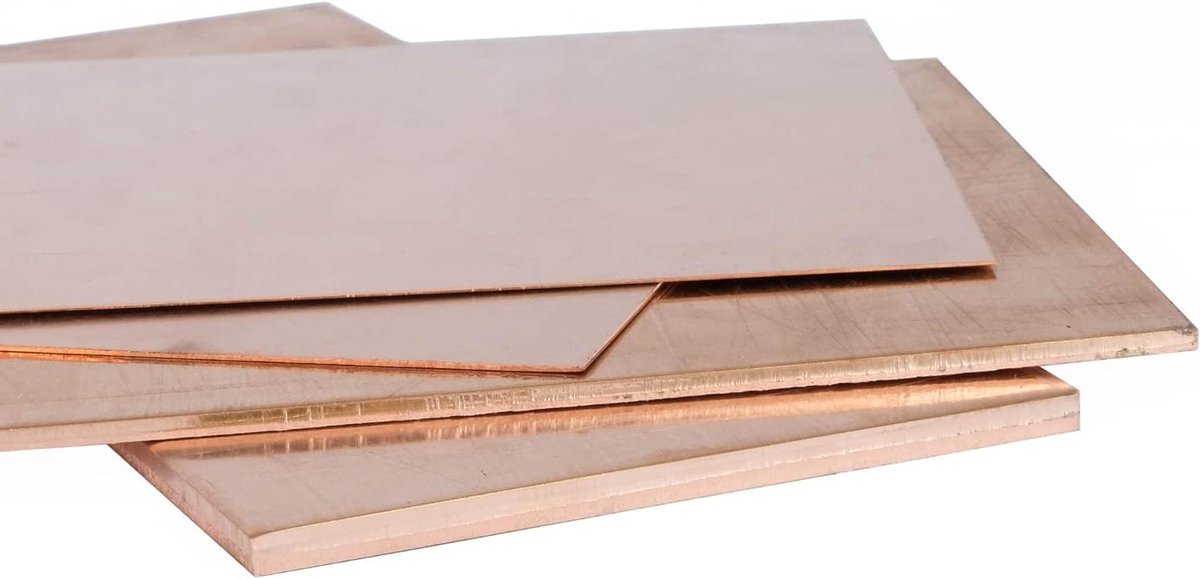 Koperplaat - Koperplaten - Metaalbewerking - Hoge zuiverheid 99.9% - 100 x 150 mm - Koperkleur