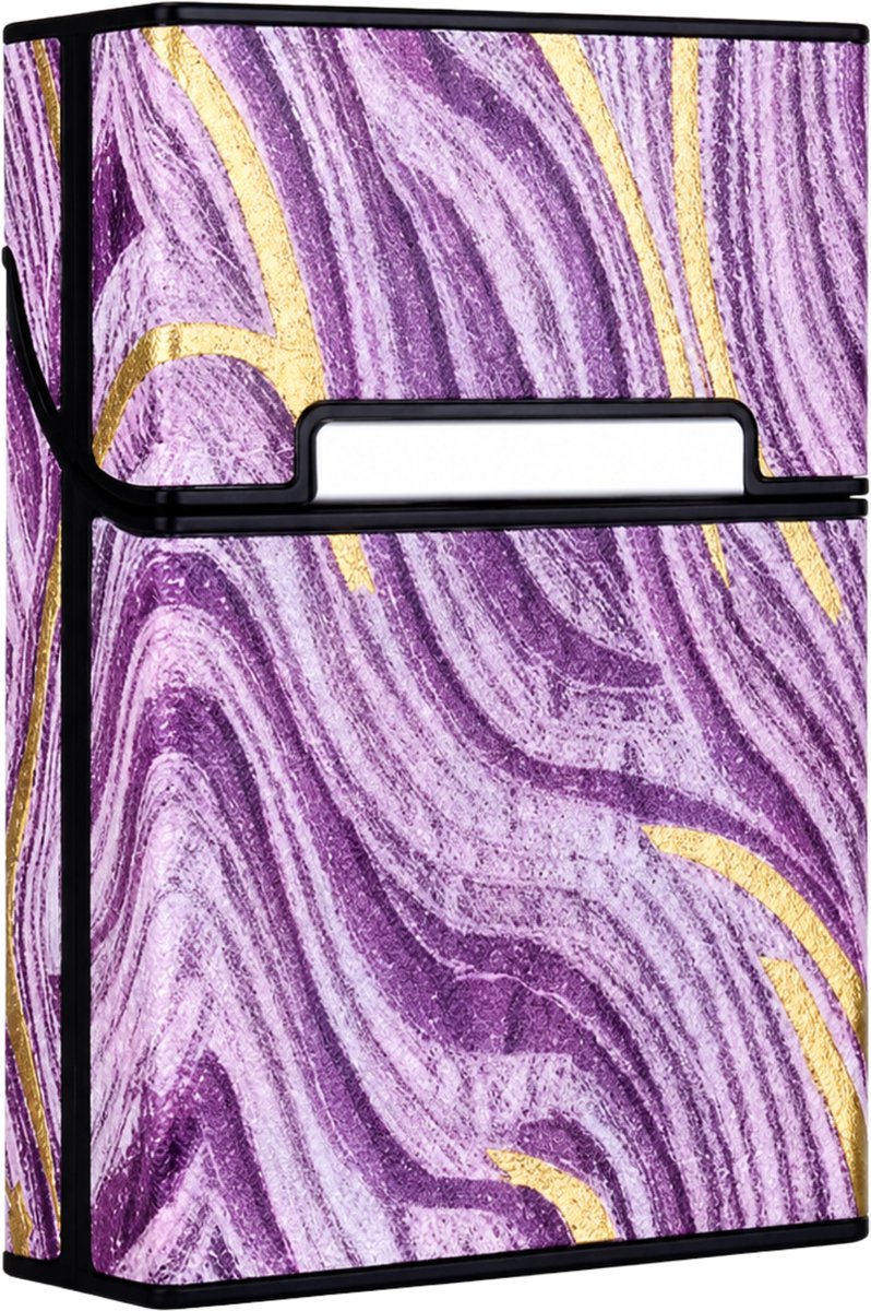 MoodLux Kunstleer Sigarettenhouder met Flip-Top en Magnetische sluiting - Beschermd tegen vocht - Mannen & Vrouwen - 20 sigaretten - Paars