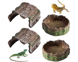 Waterbak voor reptielen - 4 stuks, ideaal voor baardagamen, gekko's en hagedissen, voer- en drinkbakken
