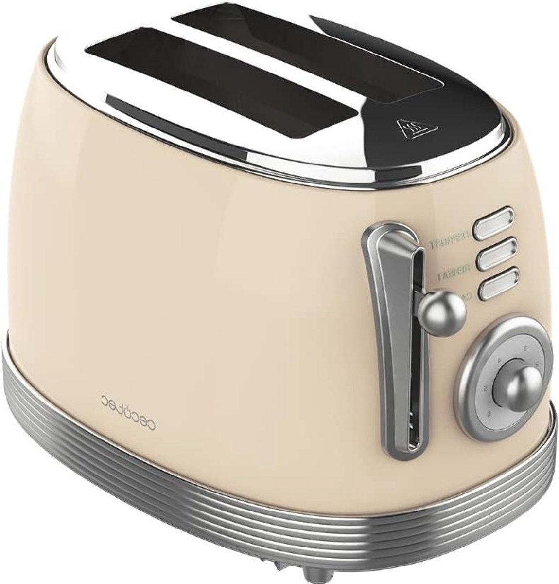 Broodrooster Vintage - Toastapparaat Dubbele Sleuf - Brood Roosteren - Extra Brede Sleuven - 2 Slices - Beige
