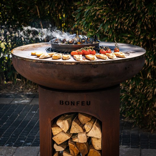 BonFeu BonBiza Corten Open - CortenStaal - Buitenkoken - Plancha Bakken - Plancha BBQ - 80x80x100 cm van BonFeu — afbeelding 2