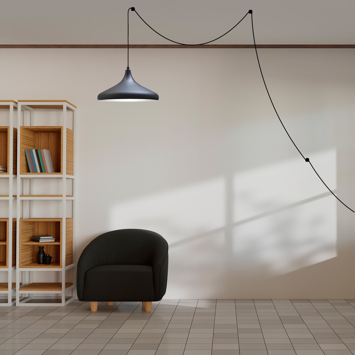 Bamyum Champion hanglamp, industriële Modern stijl, Ø35 cm, zwart metalen lamp