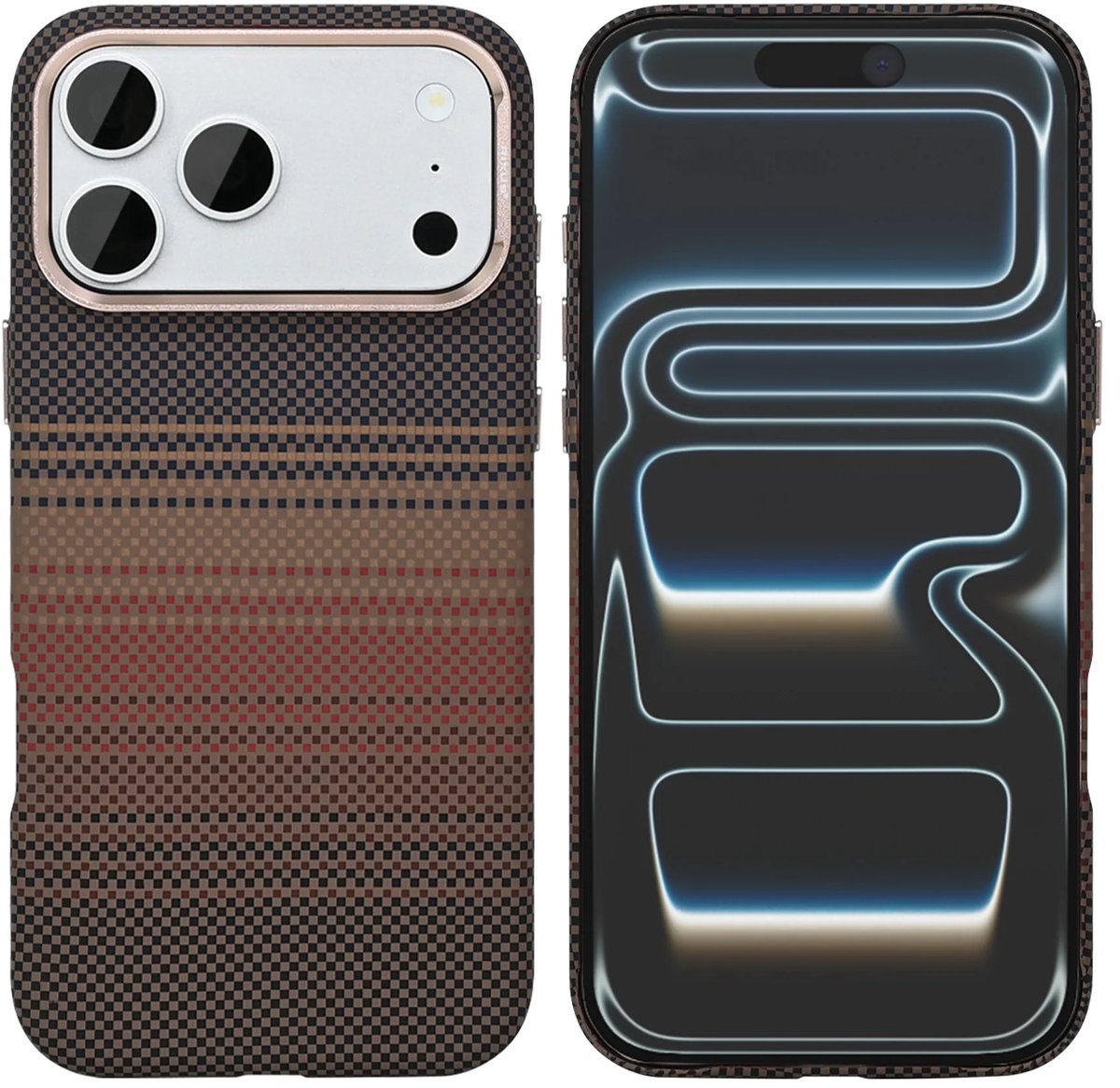 Rixus Alpine Ultra-Slim Case With MagSafe Compatible RXA130 For Apple iPhone 17 Pro Max Stripe Brown