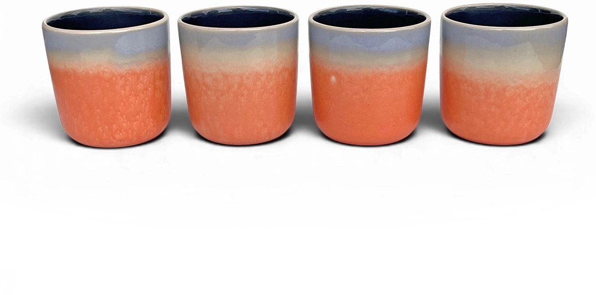 Lavandoux - Cappuccino Mokken - Reactief Glazuur - 200 ml - Set van 4