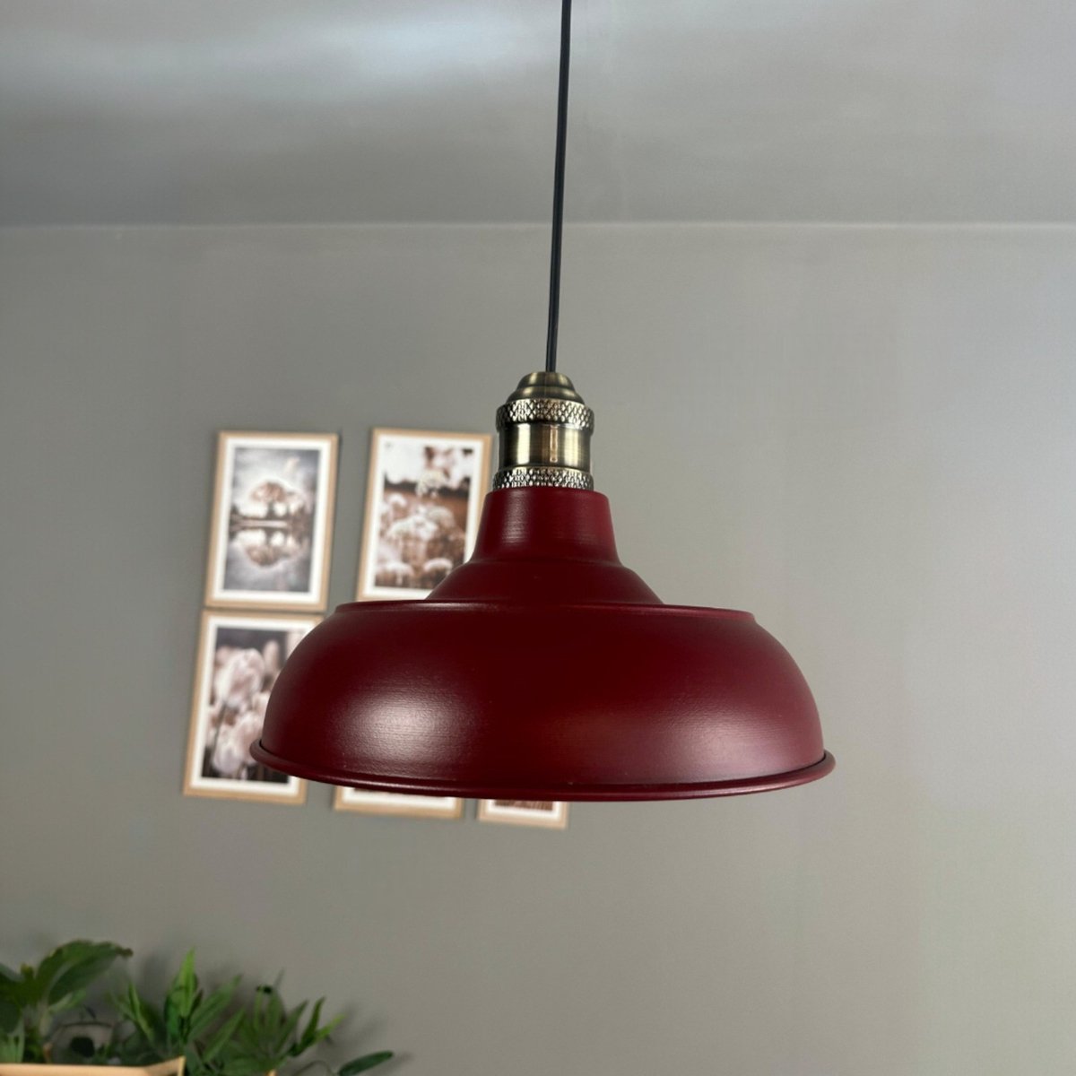Bamyum Veluna hanglamp, industriële Modern stijl, Ø26 cm, bordeaux metalen lamp