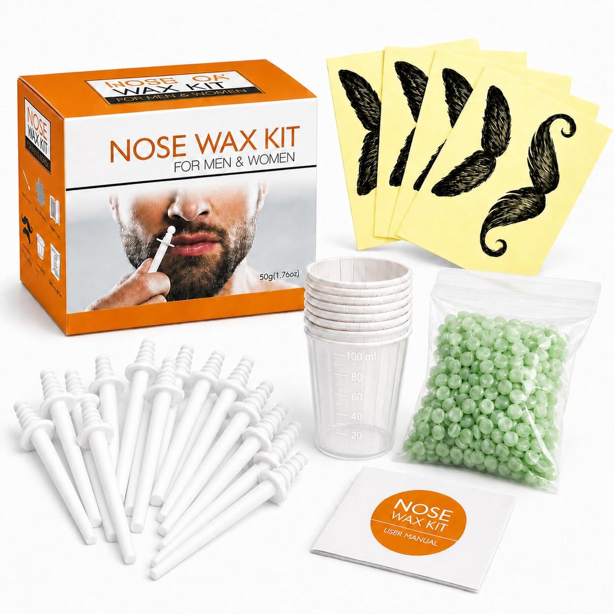SnelShoppen - Neushaarverwijderaar Waxing Set met 50 g Neushaarwax en 20 Waxsticks - Voor Mannen en Vrouwen - Eenvoudig en Effectief - 10-15 keer Gebr