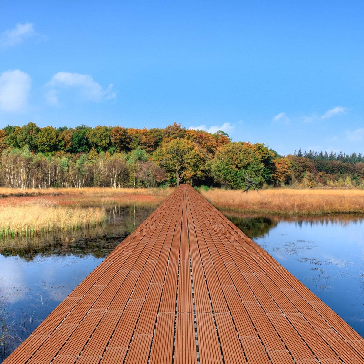 WPC Terrastegels - Kliktegels Vlonder - Tuin Decoratie - Met Drainage Systeem - 30 x 60 cm - Bruin