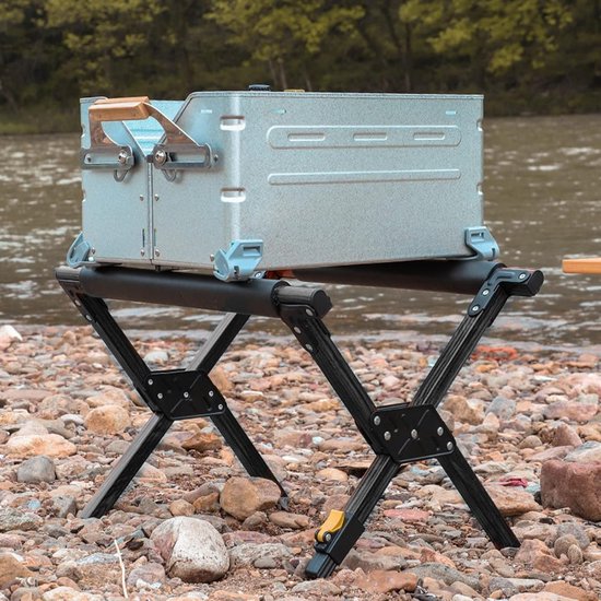 Koelboxrek voor op de camping - Opvouwbaar frame voor koelboxen - Rek voor ijsemmers op de camping - Rek voor kampeerkoffers - Multifunctioneel en verstelbaar - Hoog draagvermogen - Geschikt voor kampeertrips - Zwart van Merkloos — afbeelding 4
