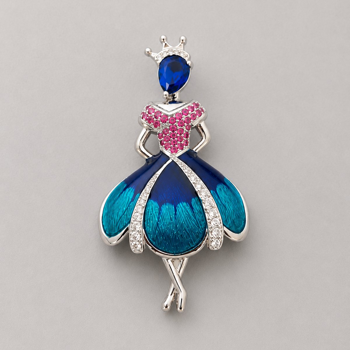 Luxe Dames Broche Princess Design met Zirkonia – 18K Verguld – Elegante Speldbroche