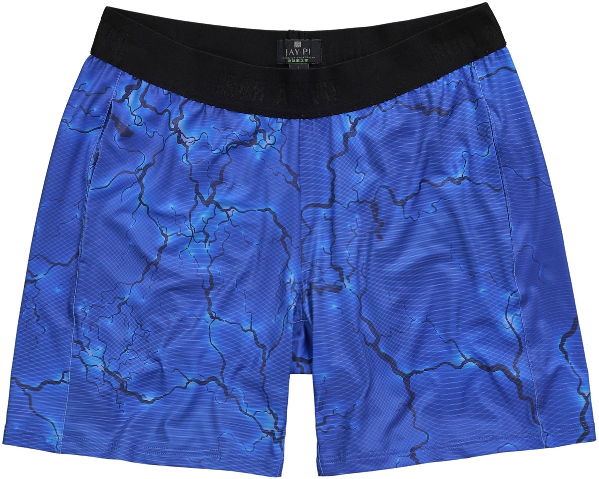 JAY-PI - Heren - Functionele bermuda Iron Anvil fitness QuickDry all-over print - Koningsblauw - Maat 3XL