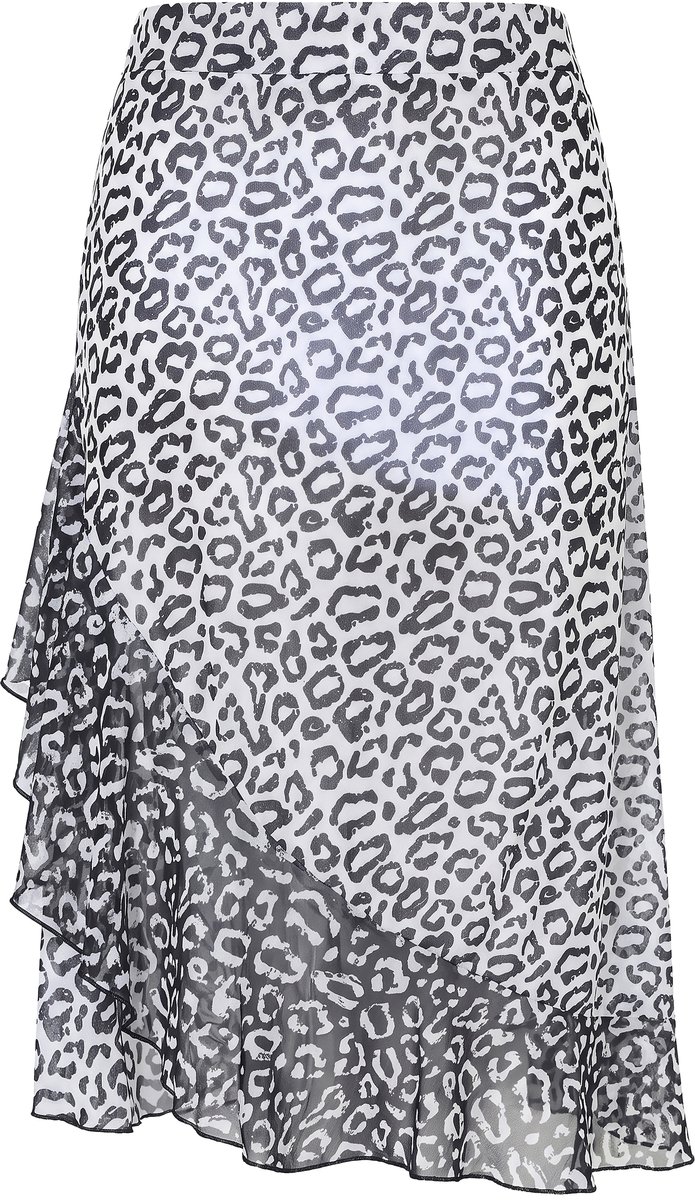 Angel of Style - Dames - Rok A-lijn luipaardprint diagonale ruches - Sneeuwwit - Maat 50