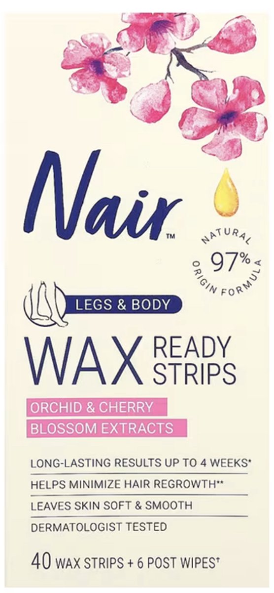 Nair waxstrips orchidee & kers - harsstrips voor benen en lichaam - 40 stuks