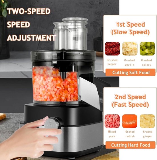 Keukenmachine Groentesnijder - Voedselverwerker Vleesmolen - Maaltijden Voorbereiden - 5 Liter Capaciteit - 26 x 25 x 48 cm - Zilver — afbeelding 5
