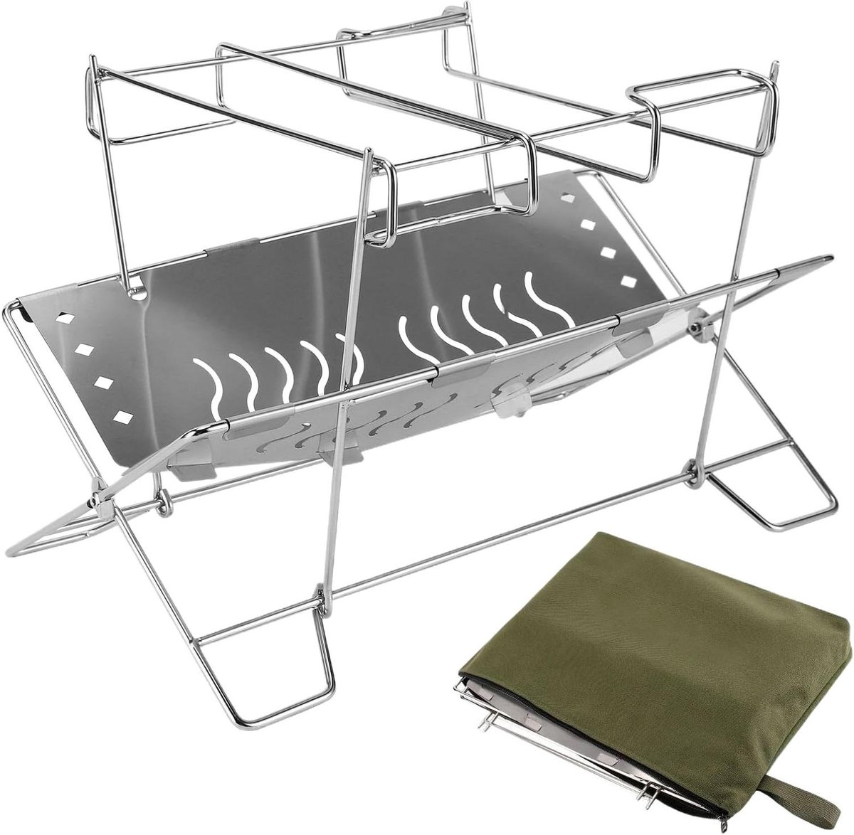 Vuurkorf Stand - Buitenhaard Houder - Buiten Koken - Warmtebestendige Staalstructuur - 402 x 277 x 52 cm - Zwart