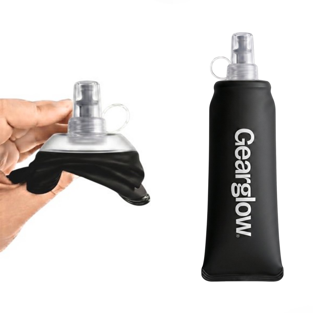 GearGlow® Soft Flask 250 ml - Opvouwbare Waterfles - Drinkfles Hardlopen - Opvouwbare Drinkfles - Zwart