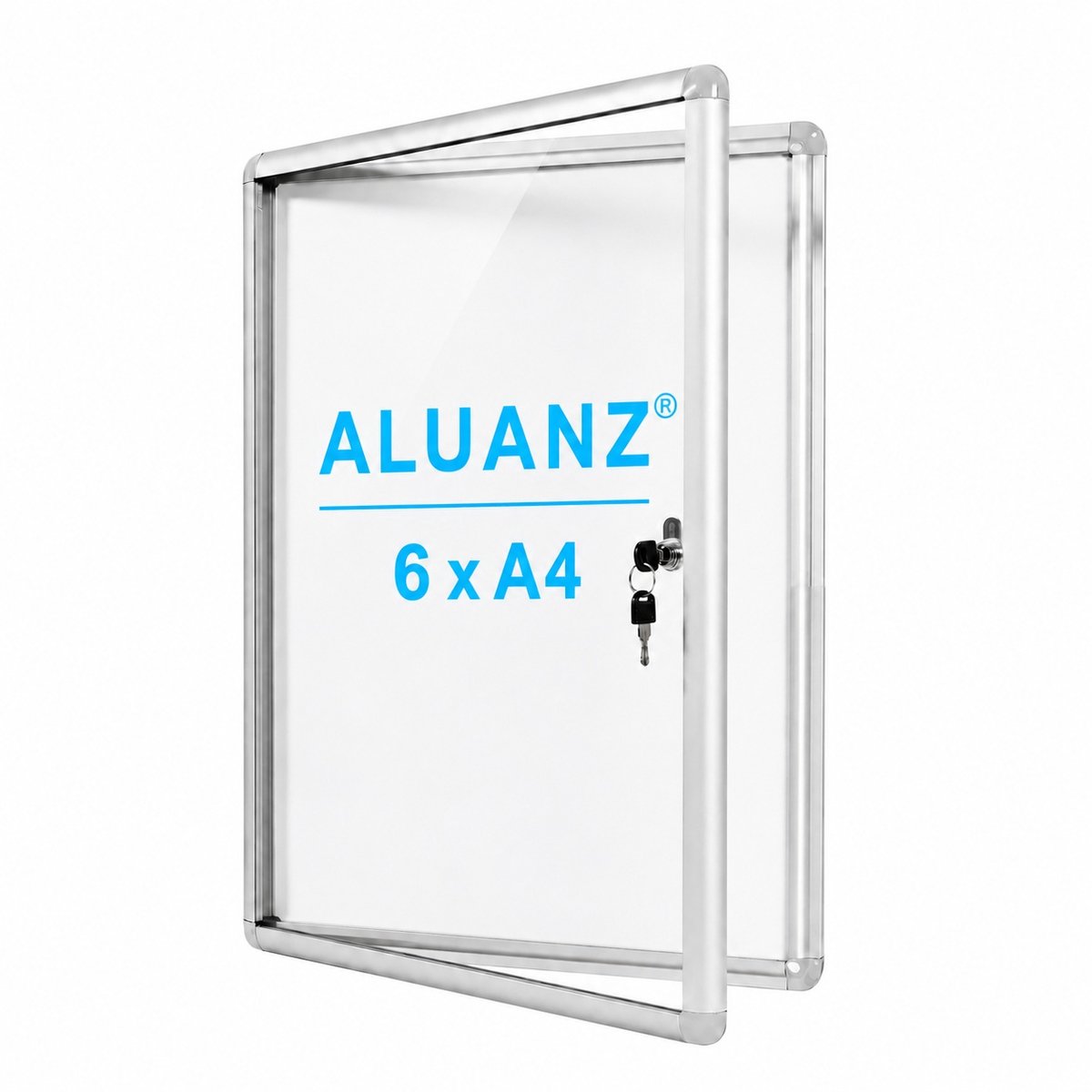 NIEUW: 6 x A4 Formaat Afsluitbaar Magnetisch Whiteboard / Vitrinekast - ALUANZ - Postervitrine, Wandvitrine, Notitiebord, Binnenvitrine, Muurvitrine, Mededelingenbord met slot