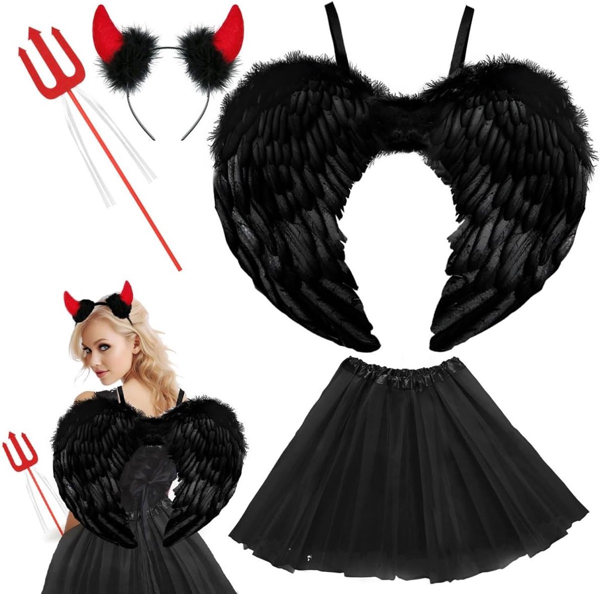 Zwarte 60 cm Angel Demon Decoratie voor Thuis, Unieke Stijl, Made in China, Perfect voor Feestdagen