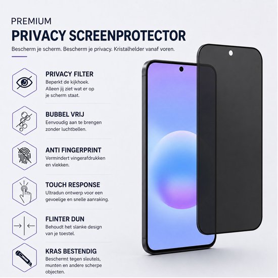 2x Protecteur d'écran de confidentialité adapté au Samsung Galaxy A57 5G - Anti-regard - Verre trempé adapté au Samsung Galaxy A57 5G