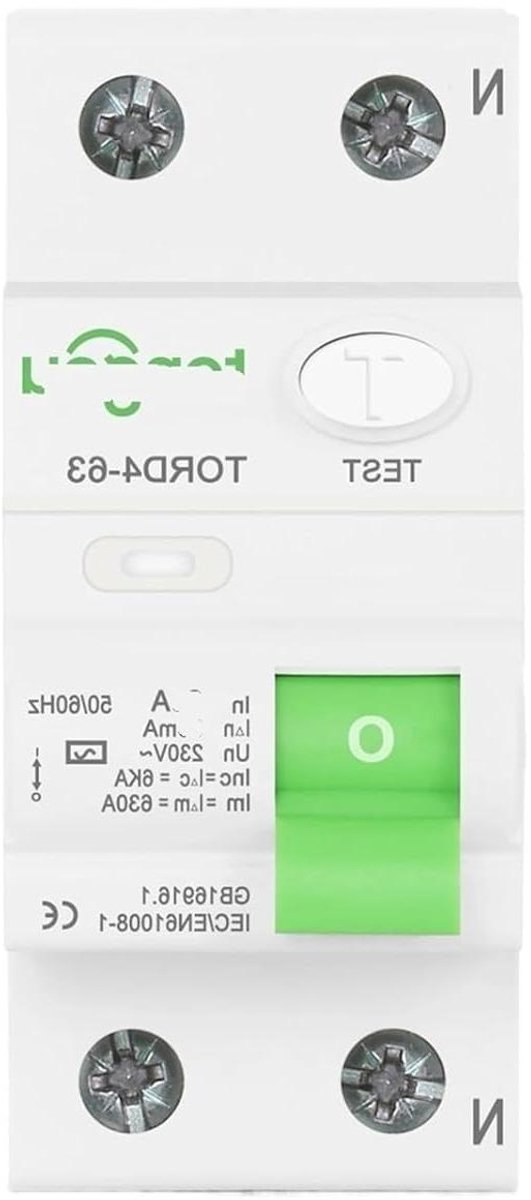 Aardlekschakelaar - Stroomonderbreker - Veilige Stroomvoorziening - Elektromagnetisch Type AC - 2-polig 40A 300mA - Grijs
