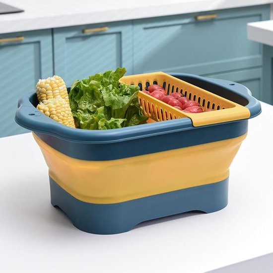 Opvouwbare Emmer - Draagbare Gootsteen - Keuken Organisatie - Met Afdruiprek - Compact Ontwerp - Enkele Kleur — afbeelding 2