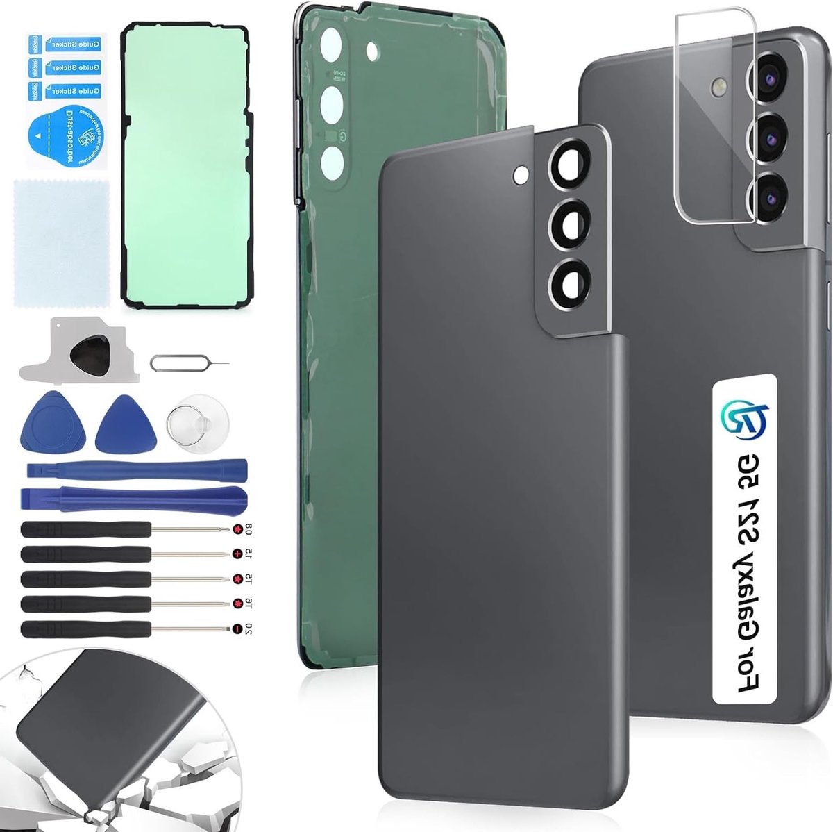 Vervangende Achterkant voor Samsung Galaxy S21 5G - Batterijdeksel, Behuizing en Gereedschapset (Grijs) - Duurzaam, Beschermend en Precisieontwerp