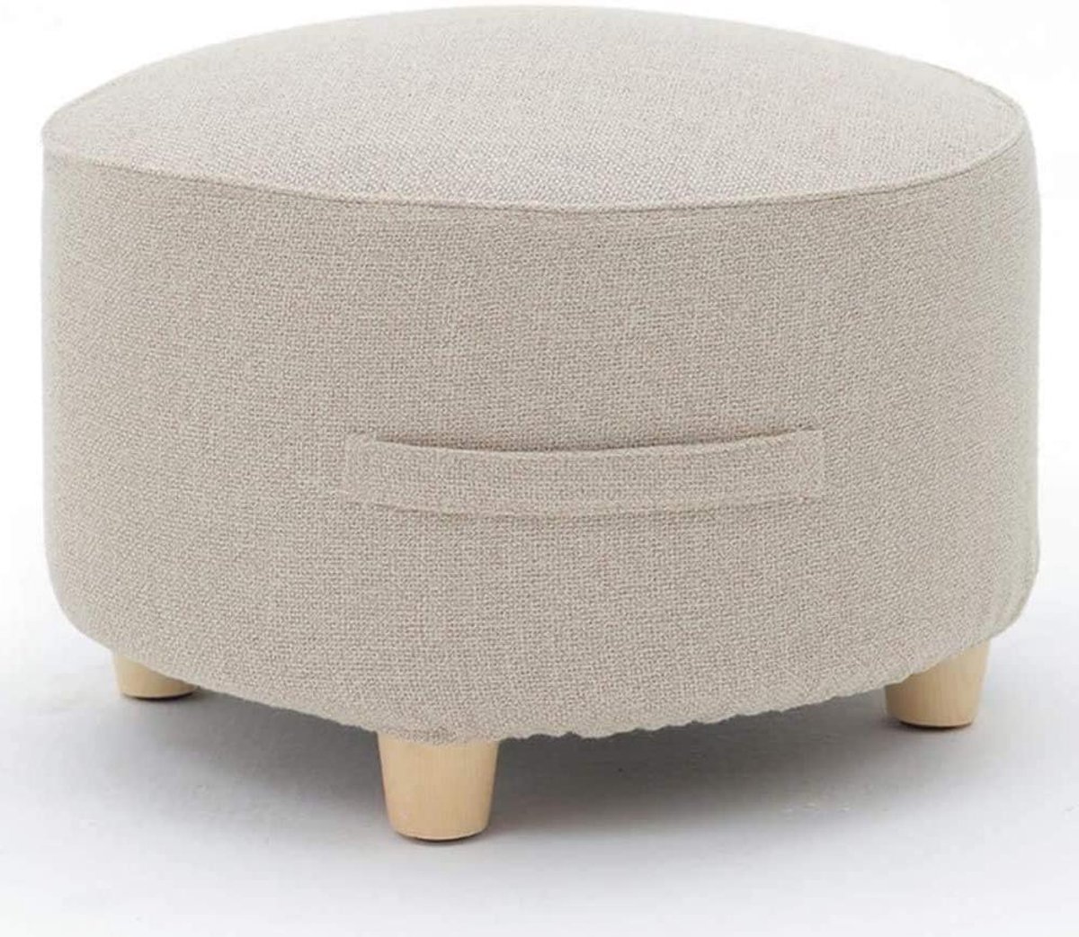 Ronde Voetenbank - Poef Kruk - Ontspannen Zitten - Massief Houten Poten - 40x40x25cm - Geel